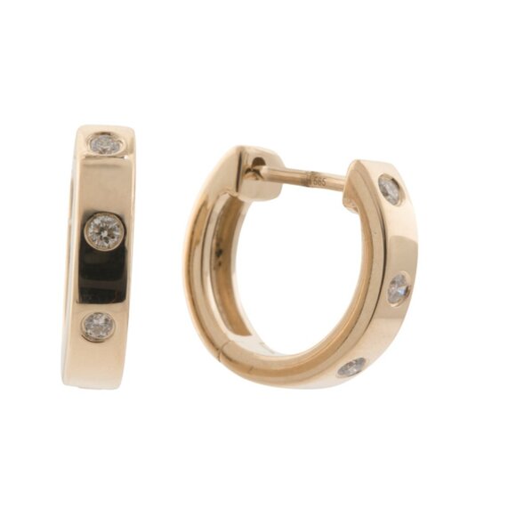 RON HAMI Gold/Diamond 14kt Gold Diamond Hoop Earrings - Picture 1 of 2